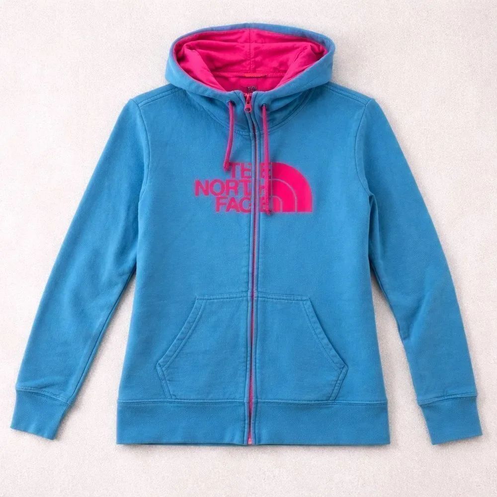 The North Face Women’s Fleece Full Zip Hoodie Blue Pink Medium